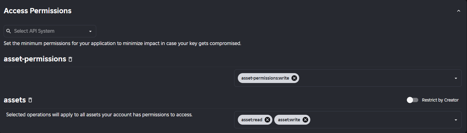 Roblox Open Cloud API permissions example